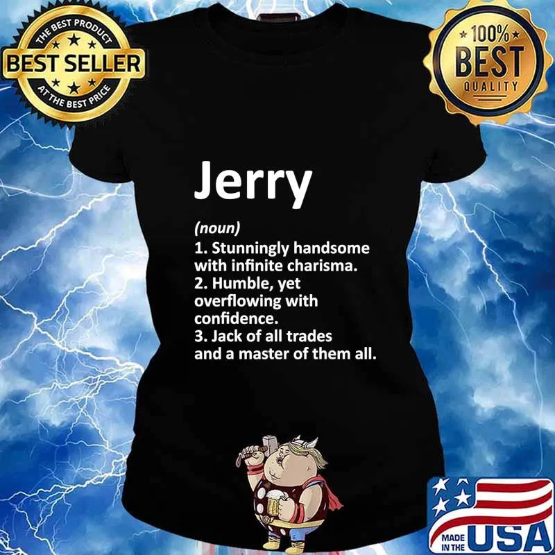 JERRY Definition Personalized Name Funny Birthday Gift Idea T-Shirt Ladies tee