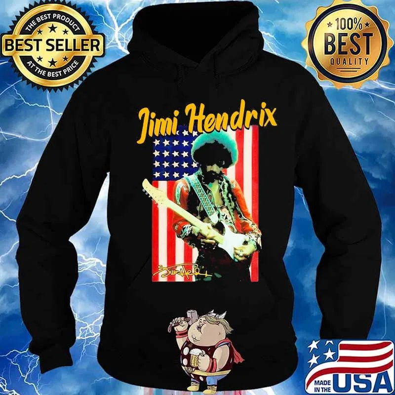 Jimi hendrix playing guitar signature american flag s Hoodie