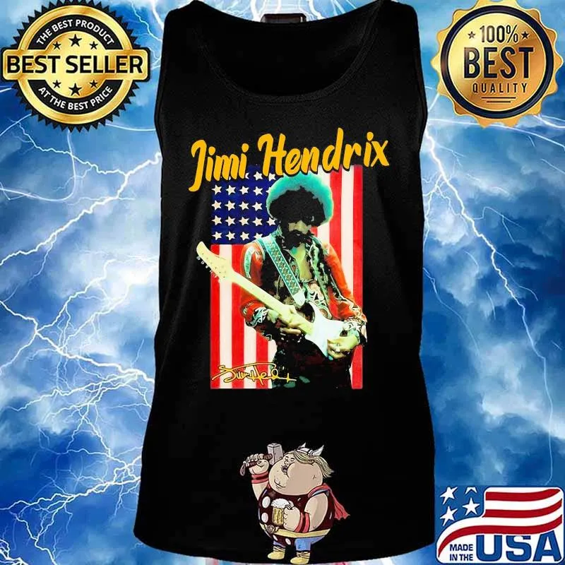 Jimi hendrix playing guitar signature american flag s Tank top