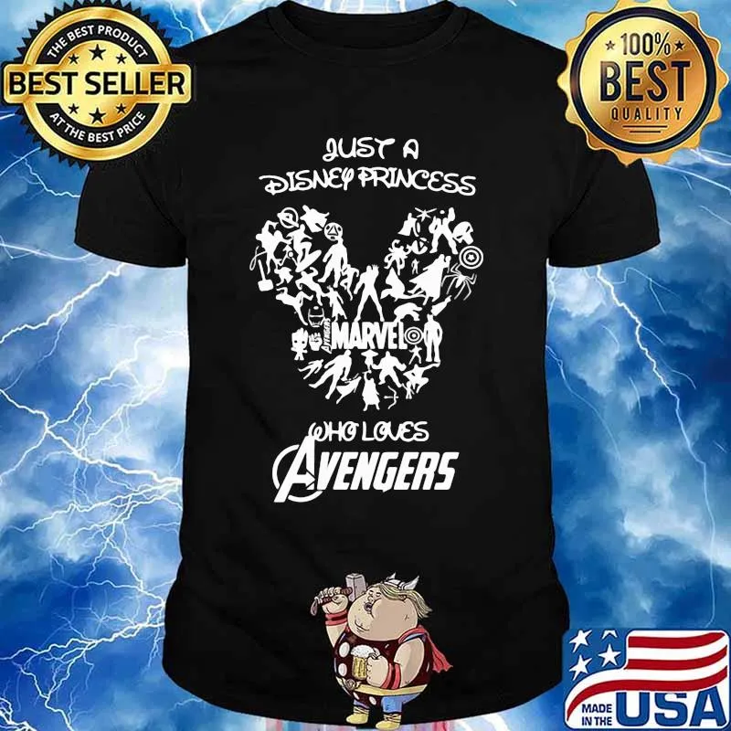 Just a disney princess marvel who loves avengers mickey mouse shirt