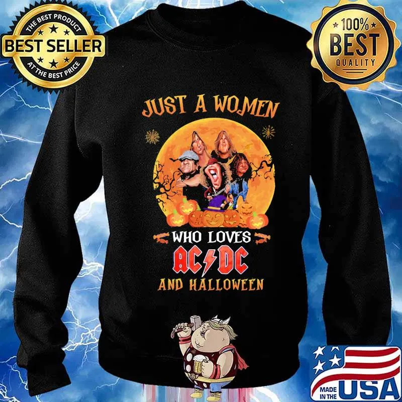 Just a woman who loves acdc and halloween pumpkins s Sweater