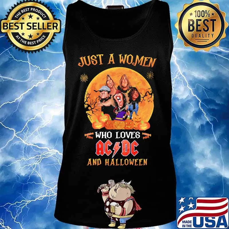 Just a woman who loves acdc and halloween pumpkins s Tank top