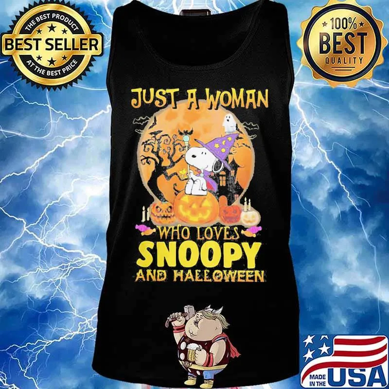 Just a woman who loves snoopy and halloween s Tank top