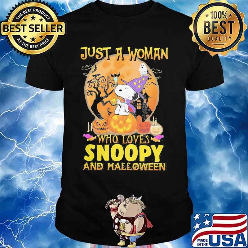 Just a woman who loves snoopy and halloween shirt