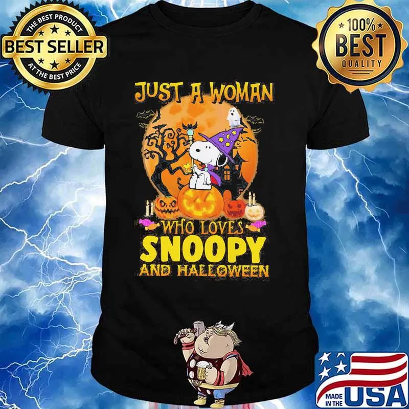Just a woman who loves snoopy and halloween shirt