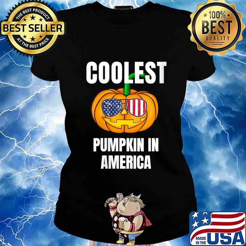 Kids Coolest Pumpkin In America Halloween Boys Girls Shirt Ladies tee