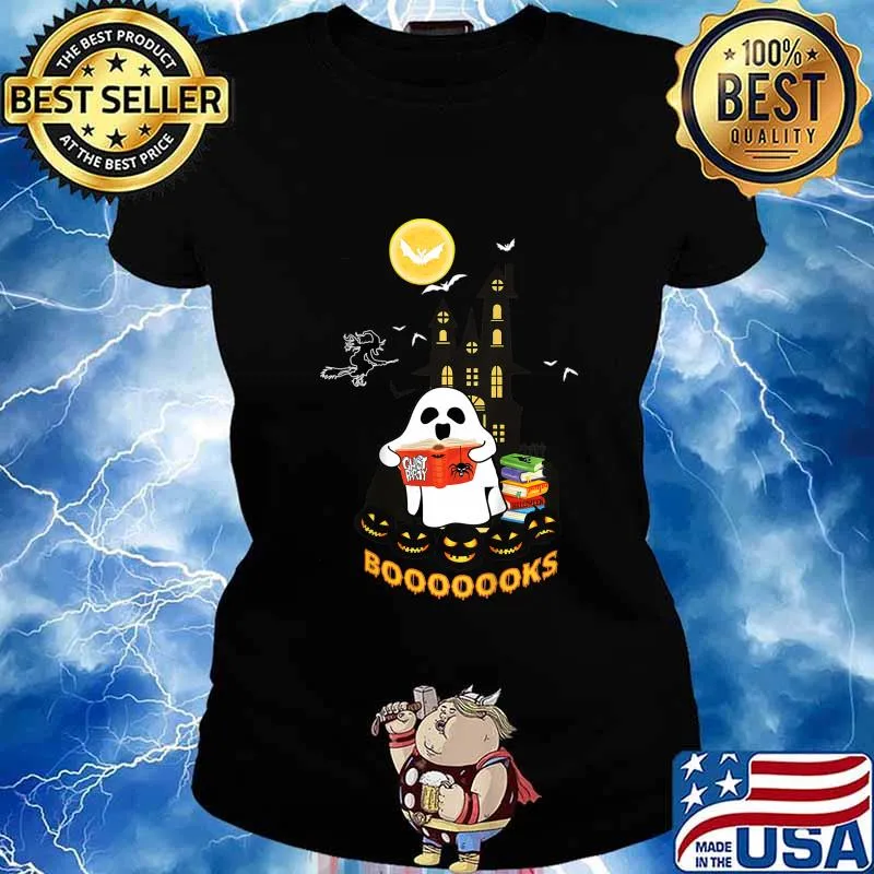 Kids Funny Halloween Ghost Reads Booooooks boo read books Gift T-Shirt Ladies tee