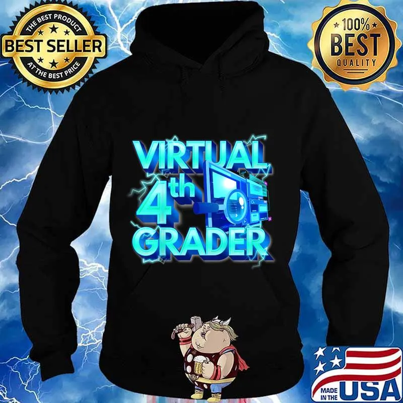 Kids Homeschool 4th grade shirt Virtual 4th Grader Back to School T-Shirt Hoodie