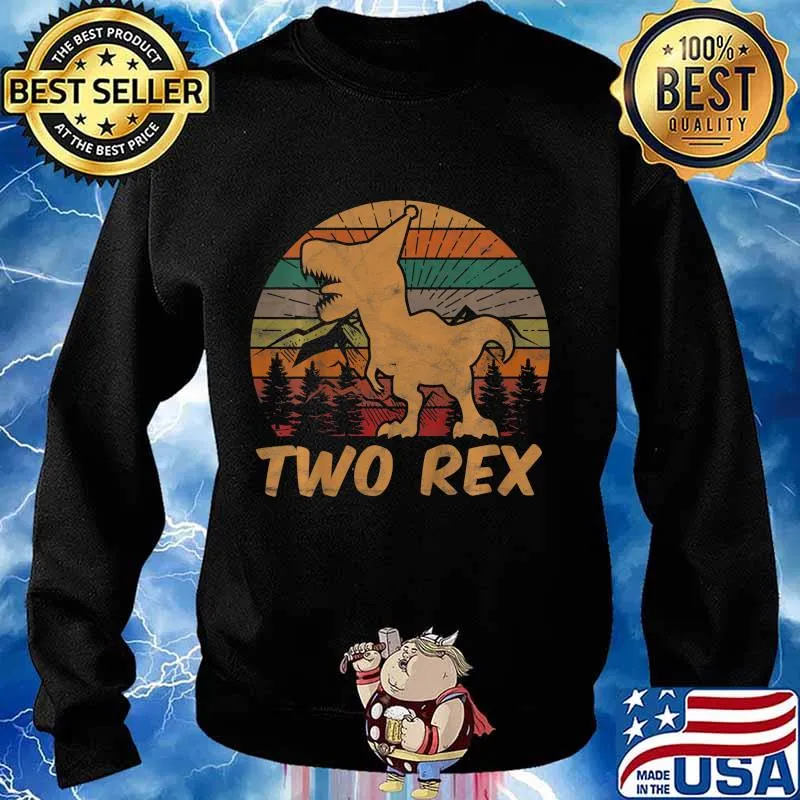 Kids Two Rex Dinosaur Lover 2 Year Old Gift 2nd Birthday Boy T-Shirt Sweater