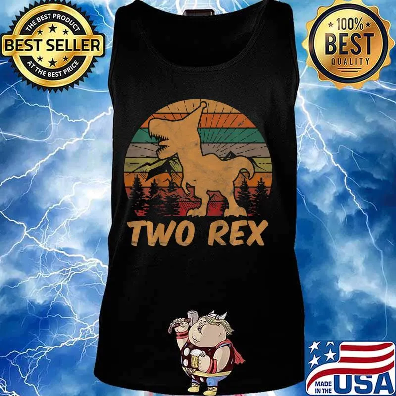 Kids Two Rex Dinosaur Lover 2 Year Old Gift 2nd Birthday Boy T-Shirt Tank top