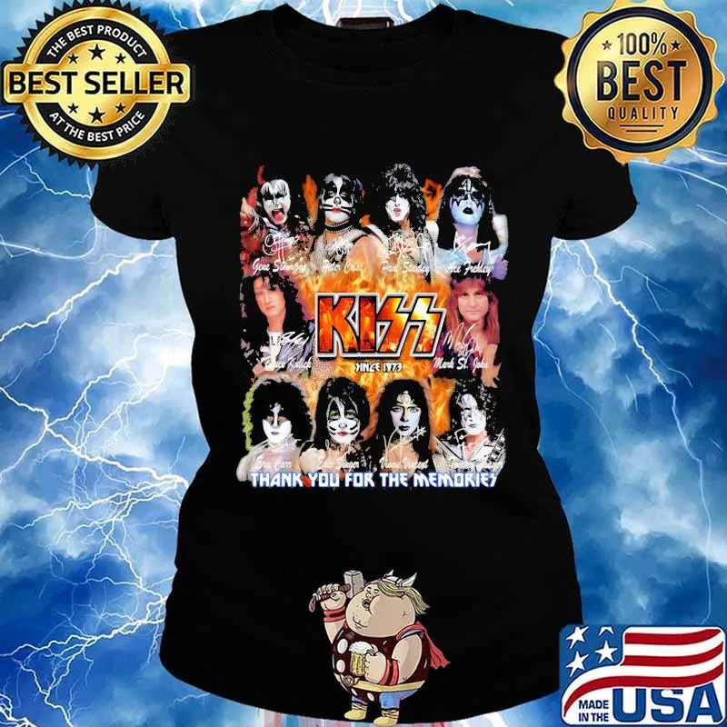 Kiss since 1973 thank for the memories signatures s Ladies tee