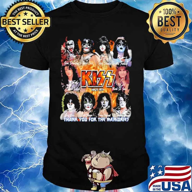 Kiss since 1973 thank for the memories signatures shirt