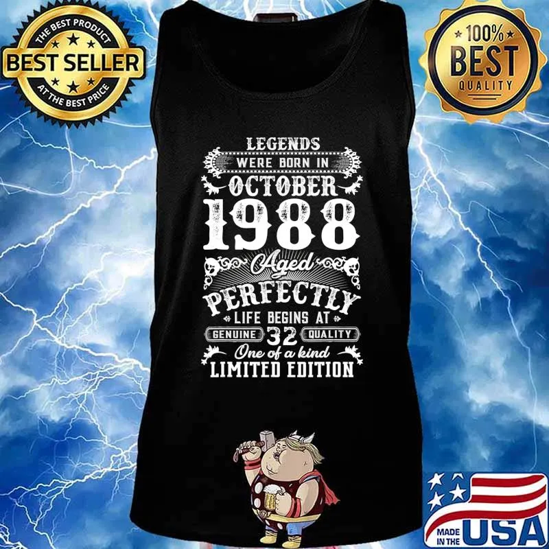 Legends Were Born In October 1988 32nd Birthday Gift T-Shirt Tank top