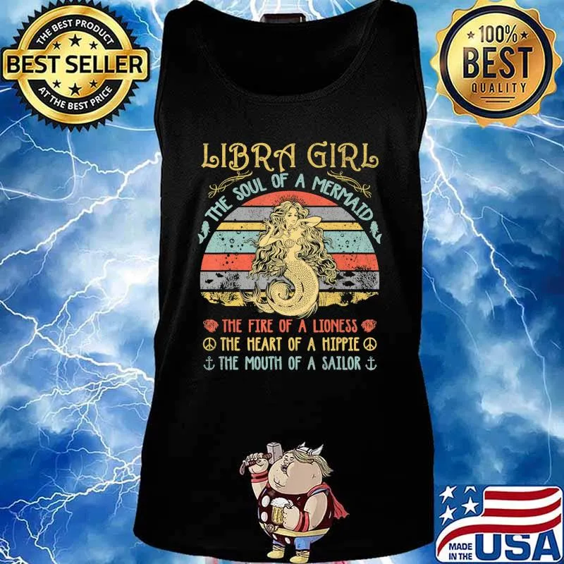 Libra Girl The Soul Of A Mermaid Vintage Birthday Gift T-Shirt Tank top