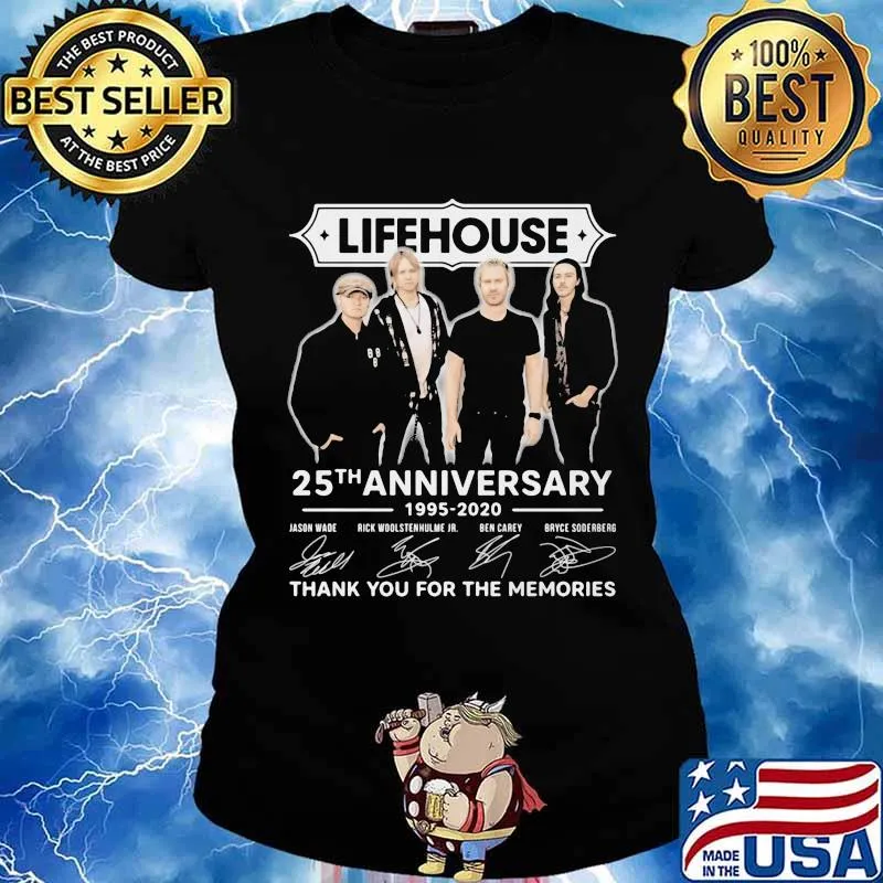 Lifehouse 25th anniversary 1995 2021 thank for the memories signatures s Ladies tee