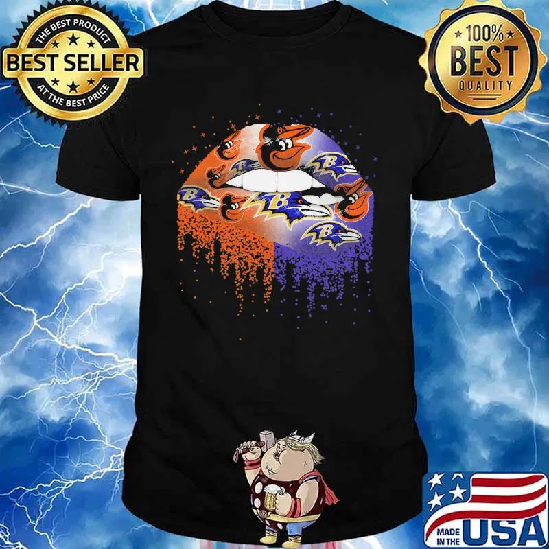 Lips baltimore orioles baltimore ravens shirt