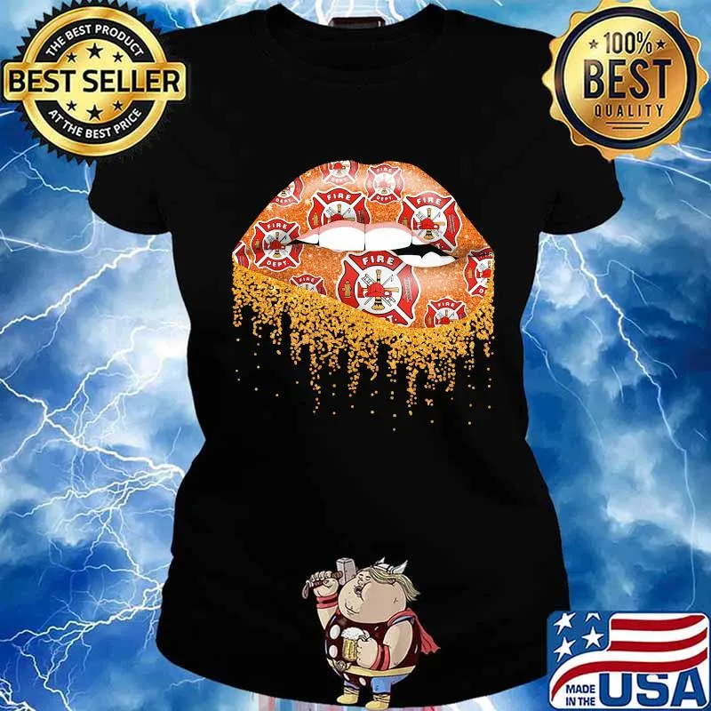 Lips firefighter logo diamond s Ladies tee