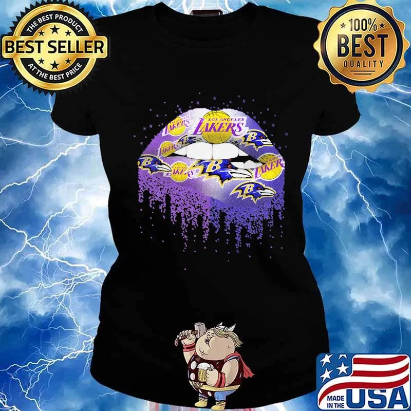 Lips los angeles lakers baltimore ravens s Ladies tee