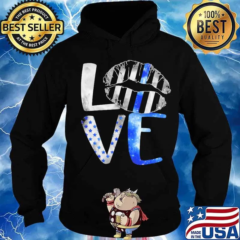 Lips love back the blue american flag s Hoodie