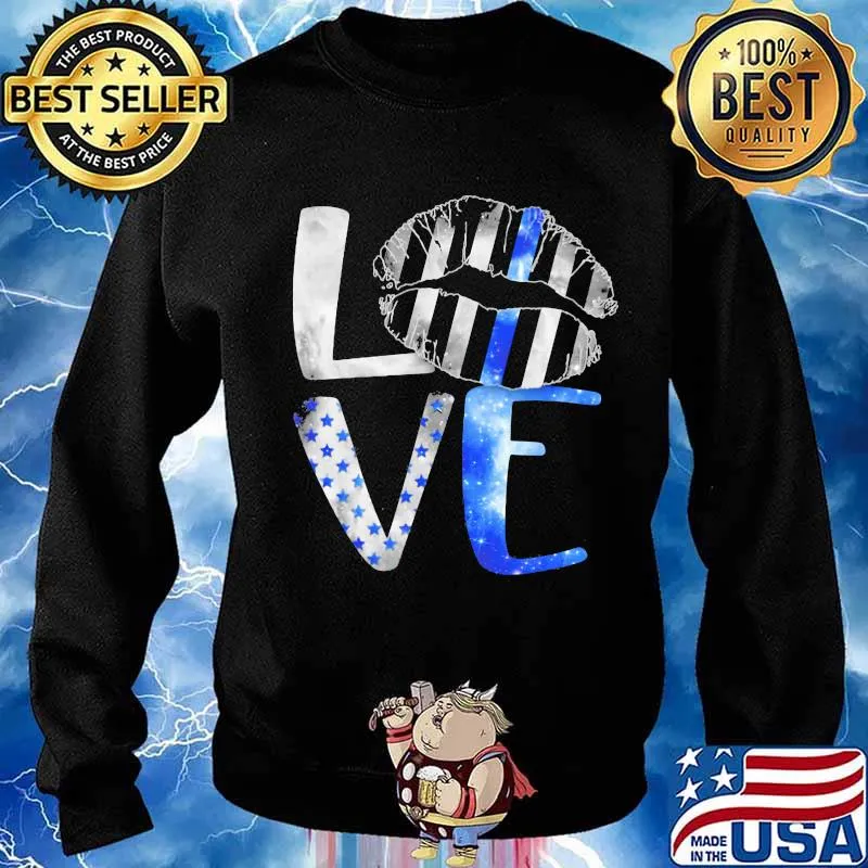 Lips love back the blue american flag s Sweater