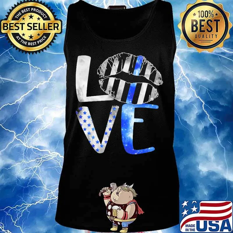 Lips love back the blue american flag s Tank top