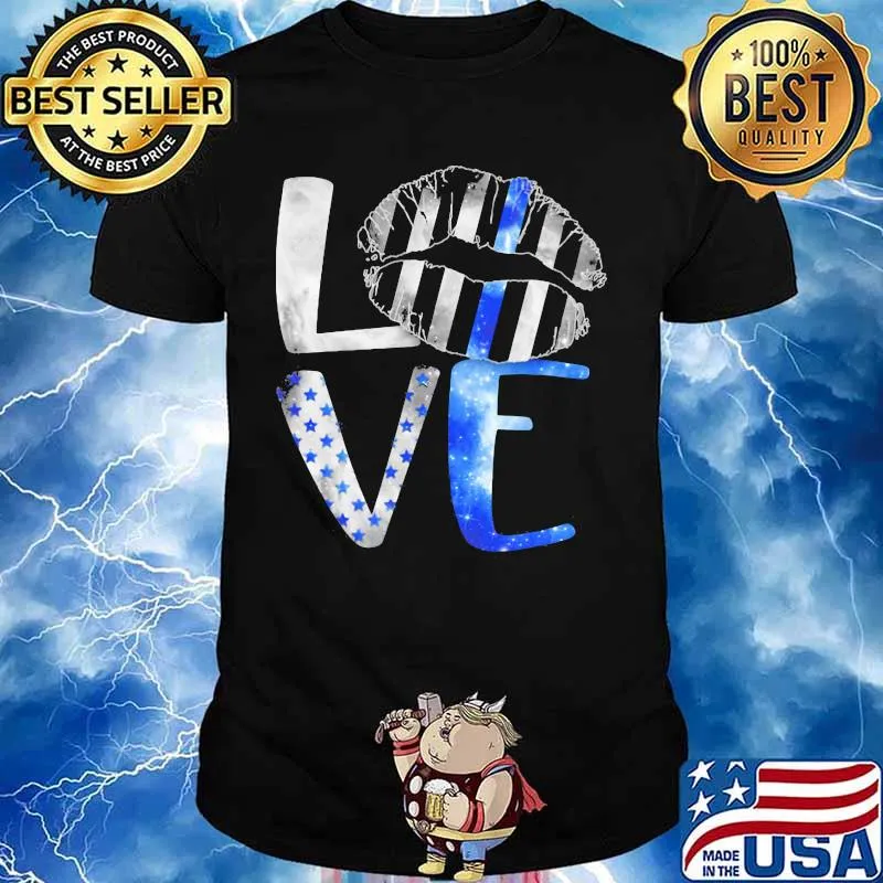 Lips love back the blue american flag shirt