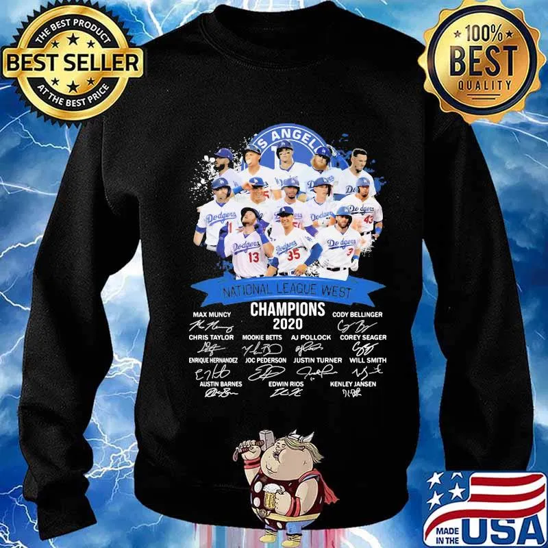 Los angeles dodgers national league west champions 2020 signatures s Sweater