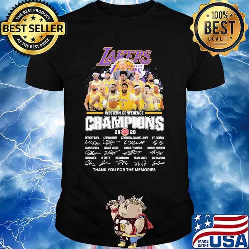 Los angeles lakers western conference champions 2020 thank for the memories signatures shirt