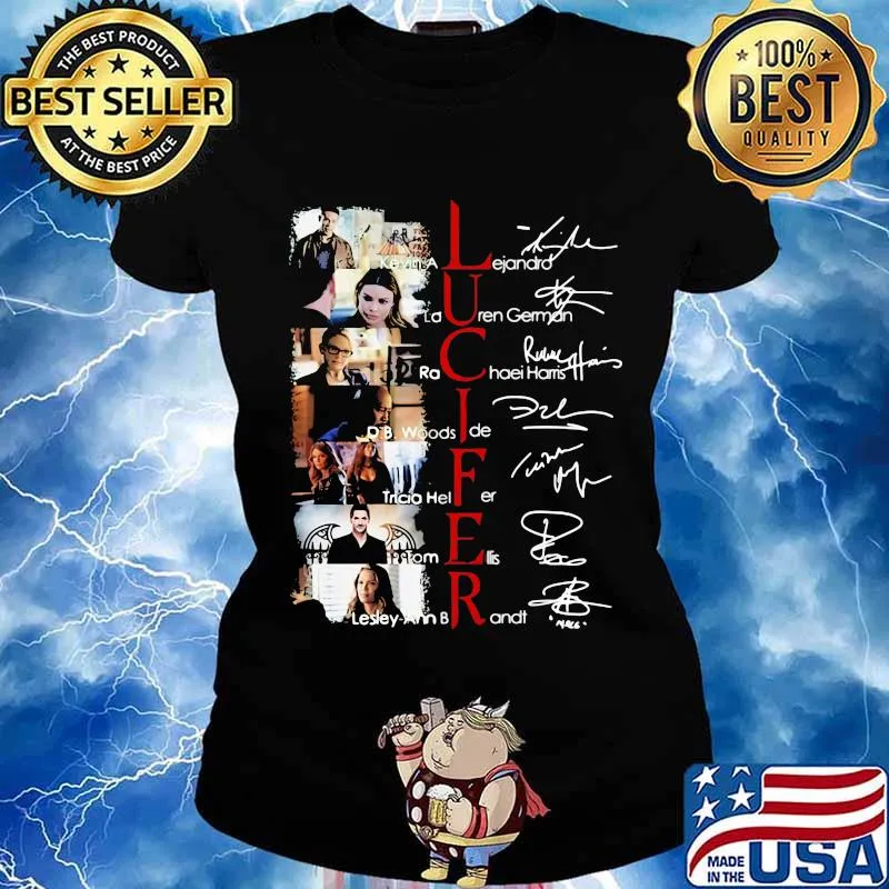 Lucifer movie characters signatures s Ladies tee