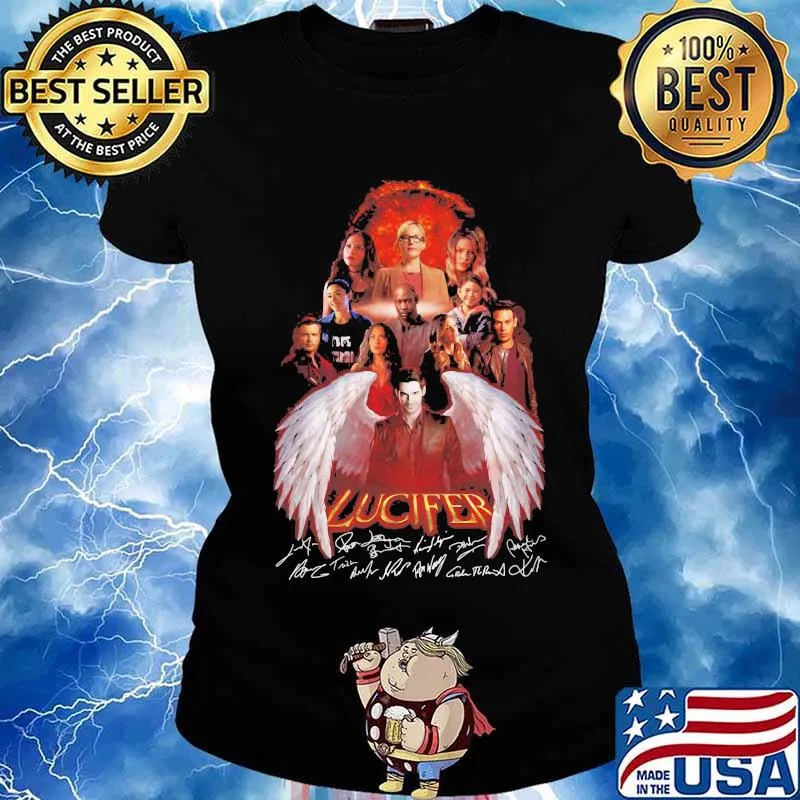 Lucifer wings characters signatures s Ladies tee