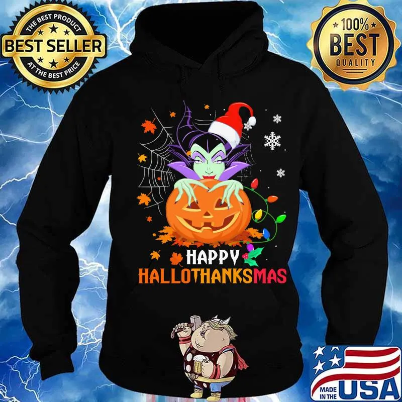 Maleficent happy hallothanksmas halloween thanksgiving christmas s Hoodie