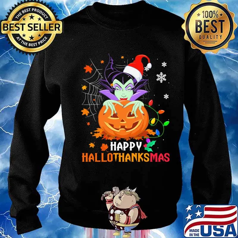Maleficent happy hallothanksmas halloween thanksgiving christmas s Sweater