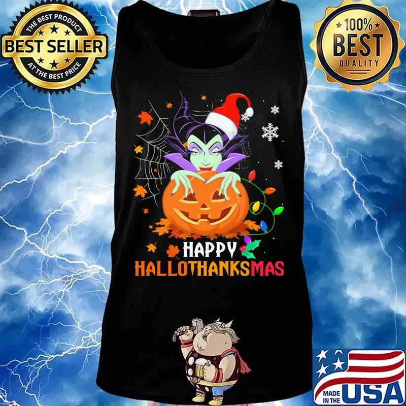 Maleficent happy hallothanksmas halloween thanksgiving christmas s Tank top