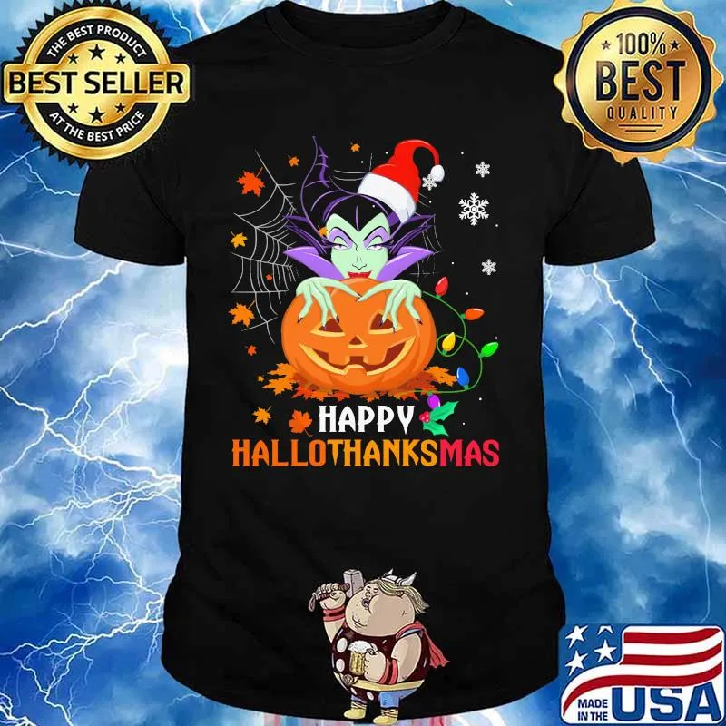 Maleficent happy hallothanksmas halloween thanksgiving christmas shirt