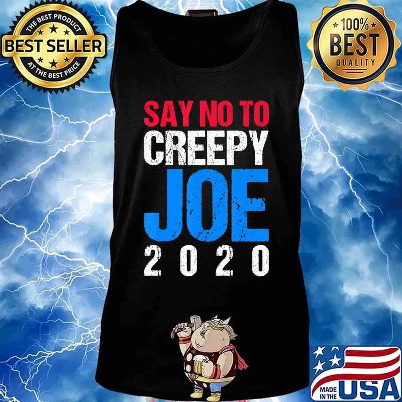 Mens Say No To Creepy Joe 2020 Vintage Funny Anti Joe Biden Retro T-Shirt Tank top