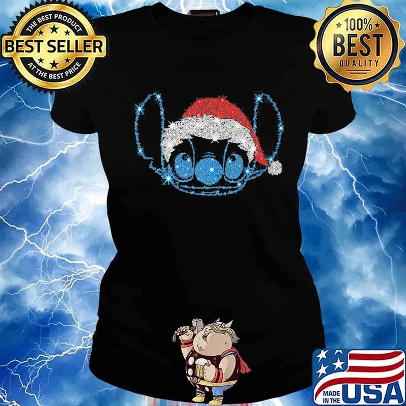 Merry christmas stitch diamond s Ladies tee