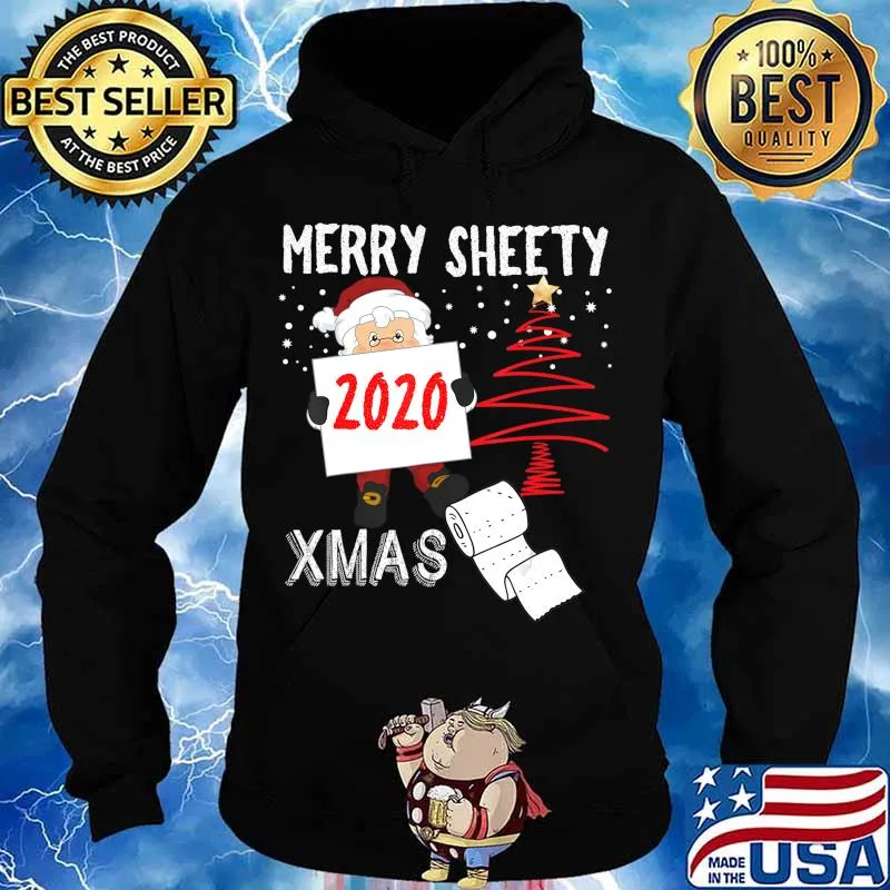 Merry Sheety 2020 Xmas Social Distancing Christmas Santa T-Shirt Hoodie