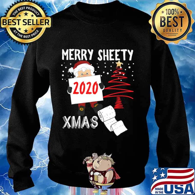 Merry Sheety 2020 Xmas Social Distancing Christmas Santa T-Shirt Sweater