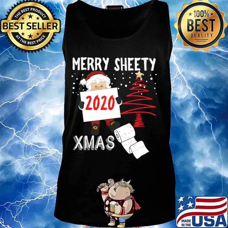 Merry Sheety 2020 Xmas Social Distancing Christmas Santa T-Shirt Tank top