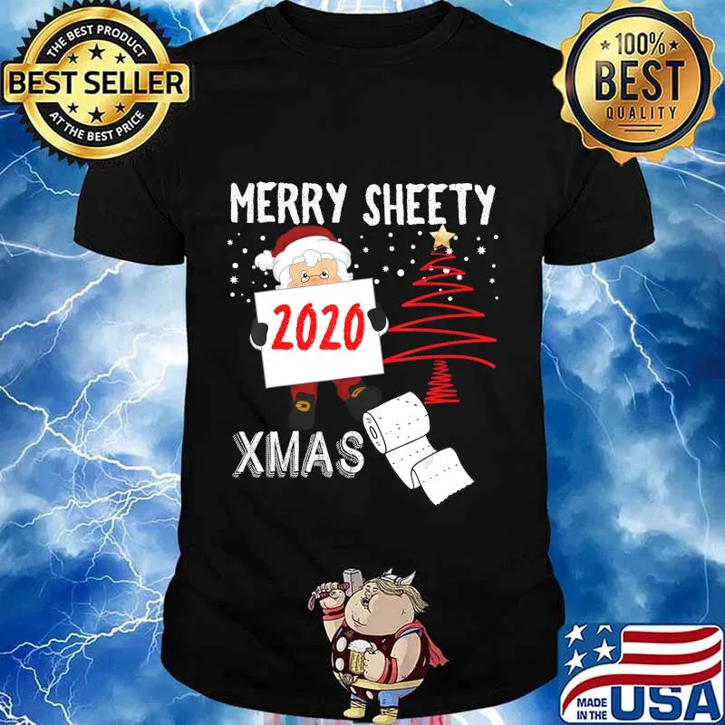 Merry Sheety 2020 Xmas Social Distancing Christmas Santa T-Shirt