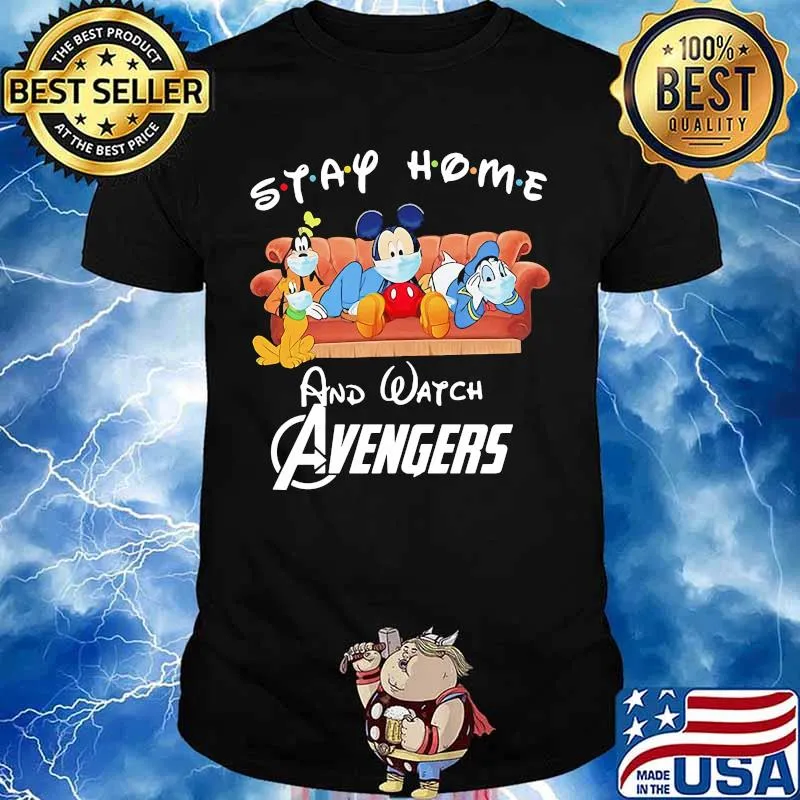 Mickey mouse and friends mask stay home and watch avengers shirt