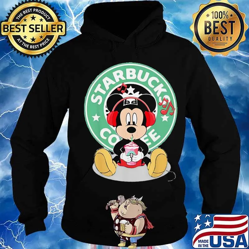 Mickey mouse drinking starbucks coffee logo s Hoodie