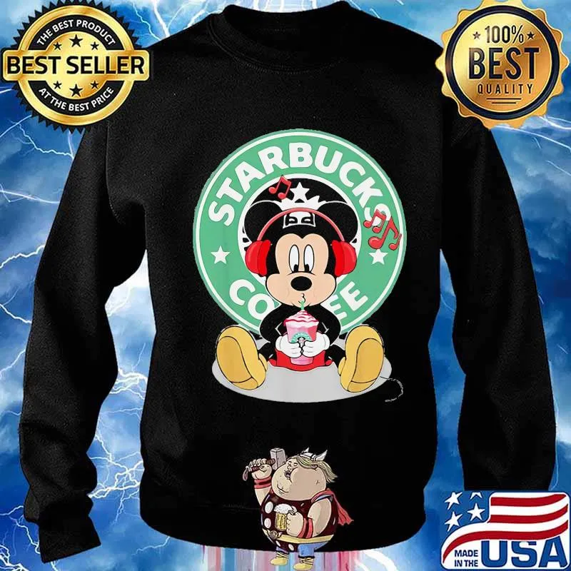 Mickey mouse drinking starbucks coffee logo s Sweater