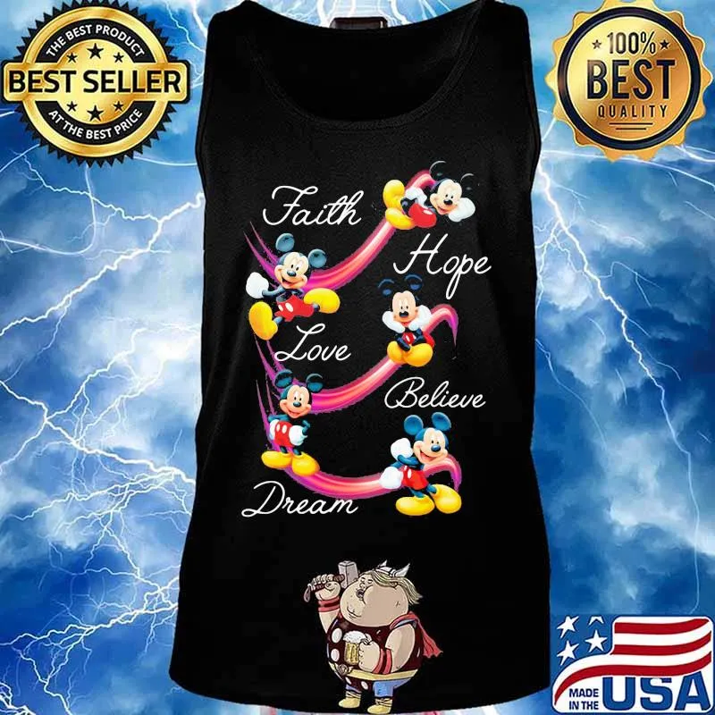 Mickey mouse faith hope love believe dream s Tank top