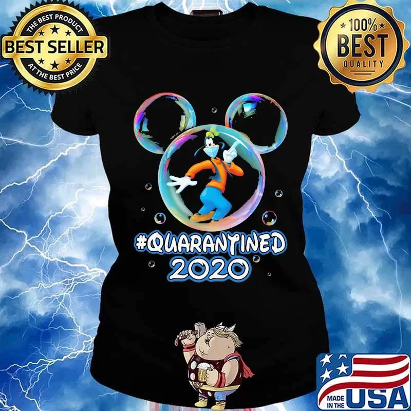 Mickey mouse goofy wear mask quarantined 2020 s Ladies tee