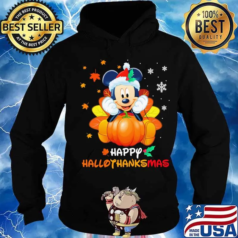 Mickey mouse happy hallothanksmas halloween thanksgiving christmas s Hoodie
