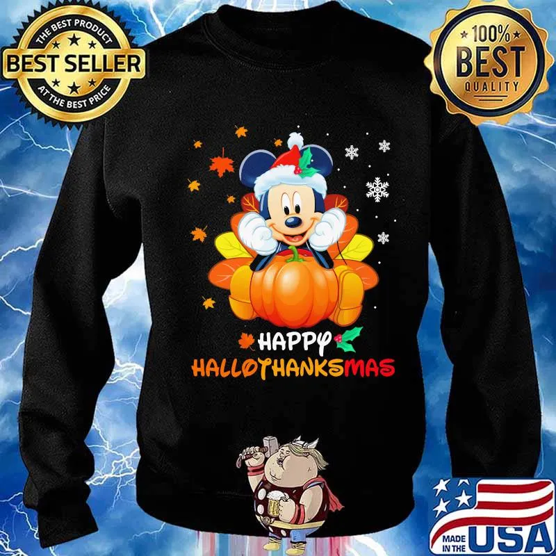 Mickey mouse happy hallothanksmas halloween thanksgiving christmas s Sweater