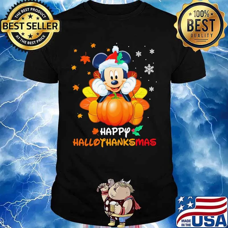 Mickey mouse happy hallothanksmas halloween thanksgiving christmas shirt