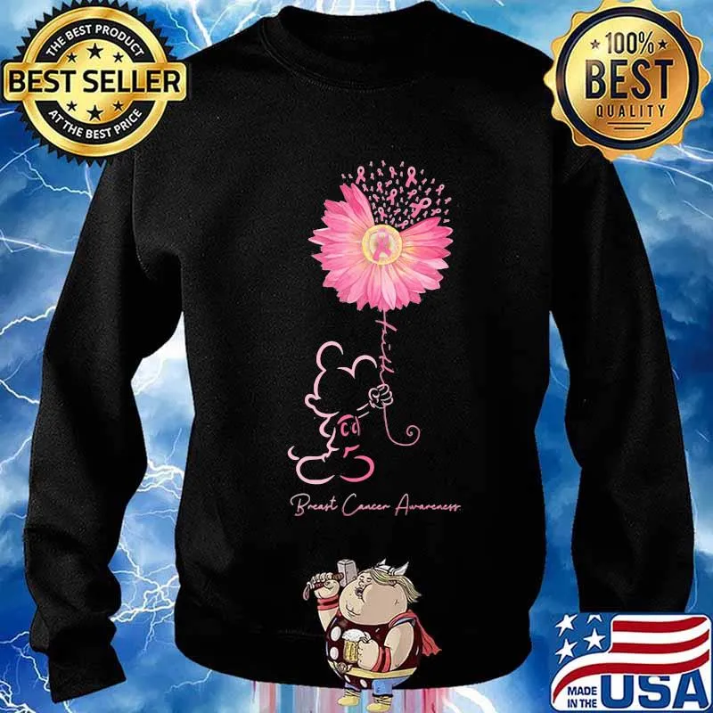 Mickey mouse holding sunflower breast cancer awareness s Sweater