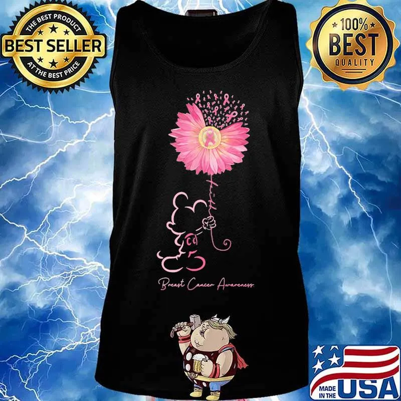 Mickey mouse holding sunflower breast cancer awareness s Tank top